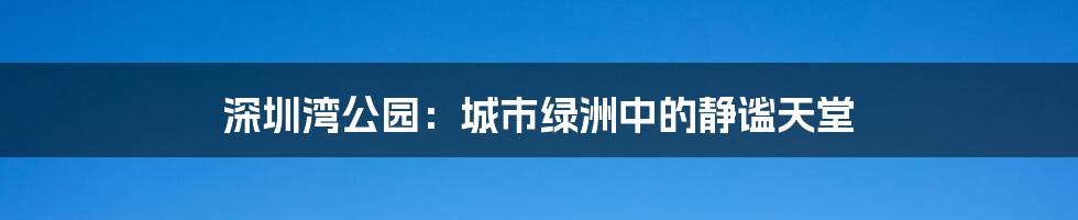 深圳湾公园:城市绿洲中的静谧天堂