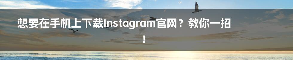 想要在手机上下载Instagram官网?教你一招!