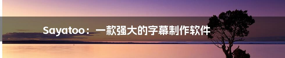 Sayatoo:一款强大的字幕制作软件