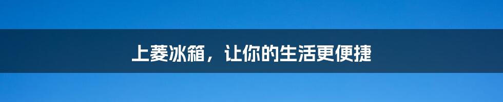 上菱冰箱，让你的生活更便捷
