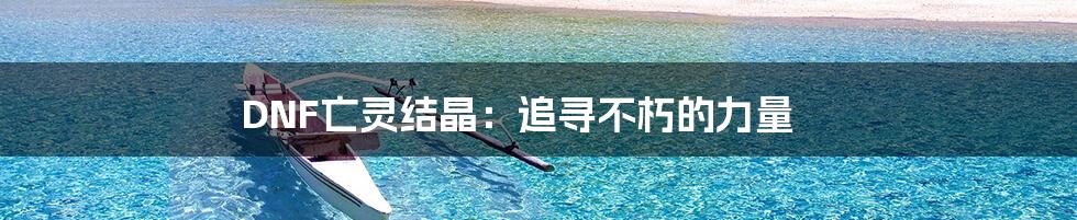 DNF亡灵结晶:追寻不朽的力量