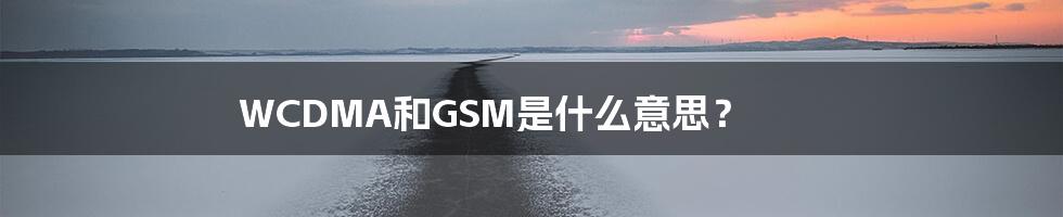 WCDMA和GSM是什么意思?