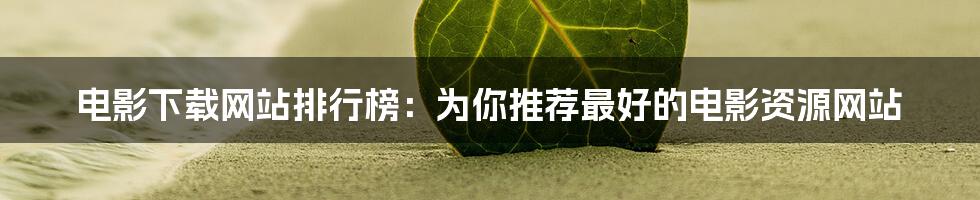 电影下载网站排行榜:为你推荐最好的电影资源网站