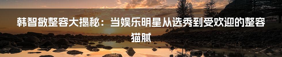 韩智敏整容大揭秘:当娱乐明星从选秀到受欢迎的整容猫腻