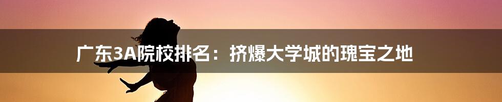 广东3A院校排名:挤爆大学城的瑰宝之地