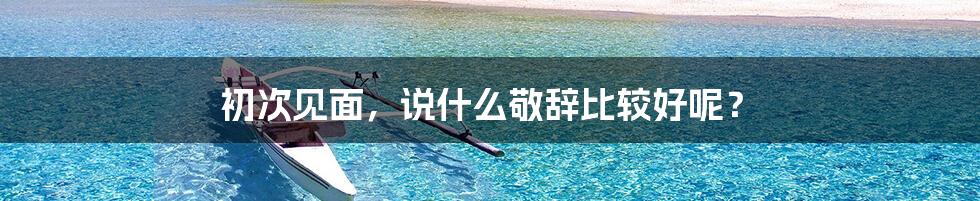 初次见面,说什么敬辞比较好呢?