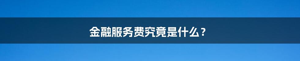 金融服务费究竟是什么?