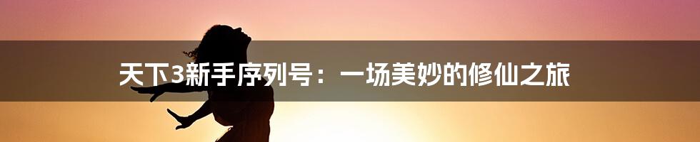 天下3新手序列号:一场美妙的修仙之旅