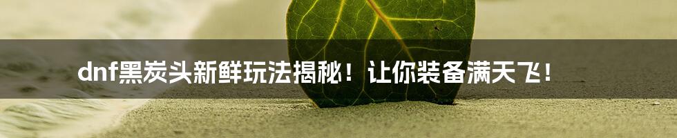 dnf黑炭头新鲜玩法揭秘!让你装备满天飞!