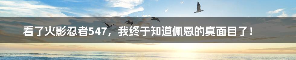 看了火影忍者547,我终于知道佩恩的真面目了!