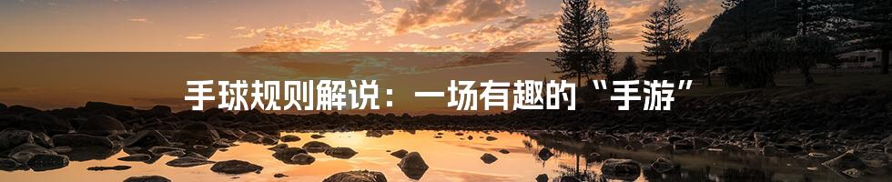 手球规则解说:一场有趣的“手游”