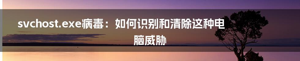 svchost.exe病毒:如何识别和清除这种电脑威胁