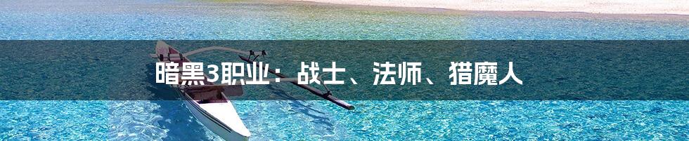 暗黑3职业:战士、法师、猎魔人