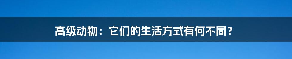 高级动物:它们的生活方式有何不同?