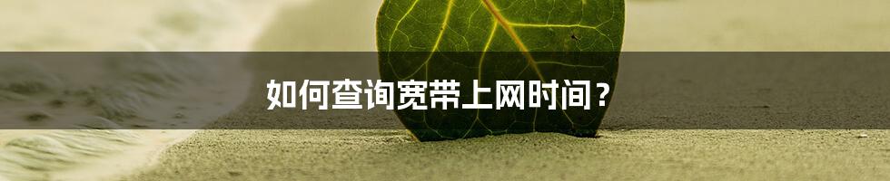 如何查询宽带上网时间?