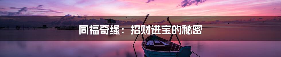 同福奇缘:招财进宝的秘密