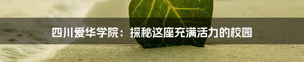 四川爱华学院:探秘这座充满活力的校园