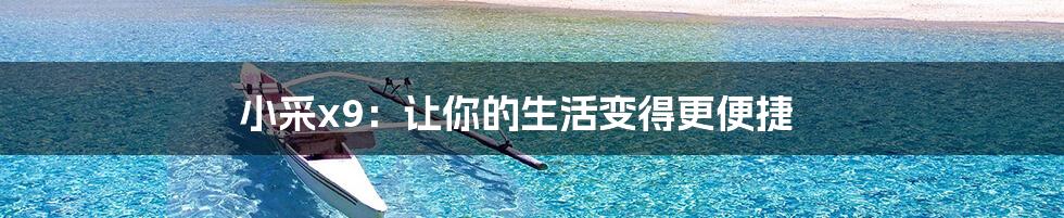 小采x9:让你的生活变得更便捷
