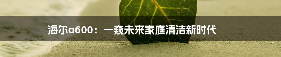 海尔a600:一窥未来家庭清洁新时代