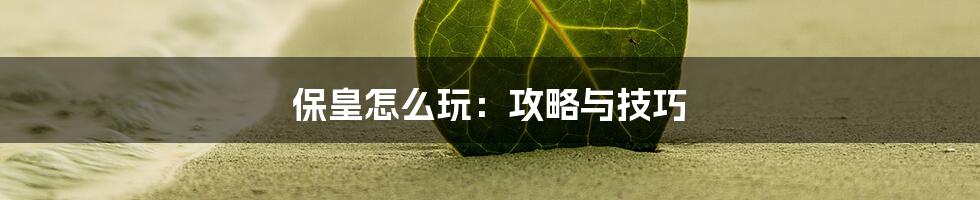 保皇怎么玩：攻略与技巧