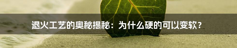 退火工艺的奥秘揭秘:为什么硬的可以变软?