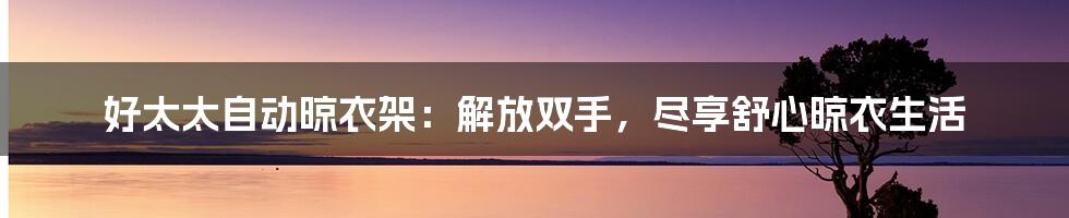 好太太自动晾衣架:解放双手,尽享舒心晾衣生活