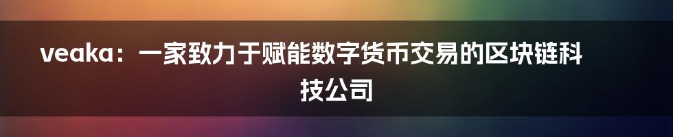 veaka：一家致力于赋能数字货币交易的区块链科技公司