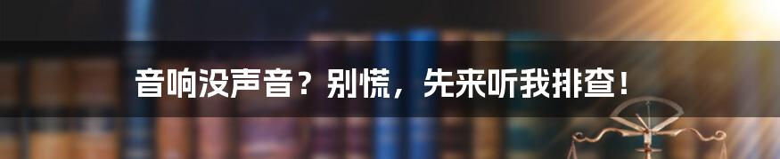 音响没声音?别慌,先来听我排查!
