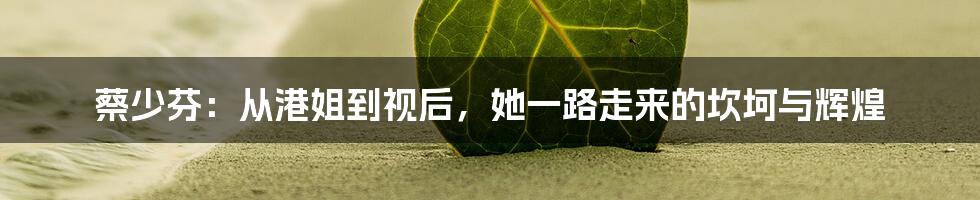 蔡少芬:从港姐到视后,她一路走来的坎坷与辉煌