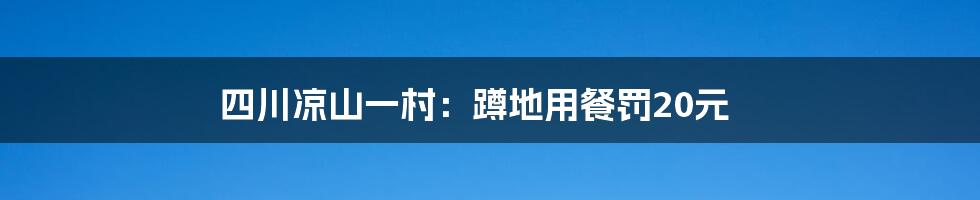 四川凉山一村:蹲地用餐罚20元