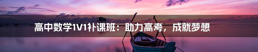 高中数学1V1补课班:助力高考,成就梦想