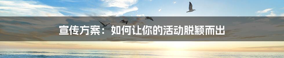 宣传方案:如何让你的活动脱颖而出