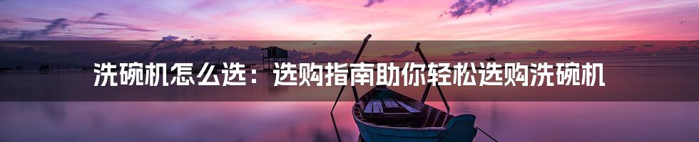 洗碗机怎么选：选购指南助你轻松选购洗碗机