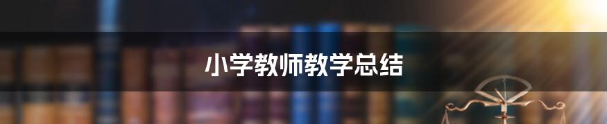 小学教师教学总结