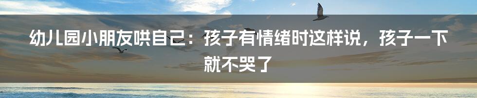 幼儿园小朋友哄自己:孩子有情绪时这样说,孩子一下就不哭了