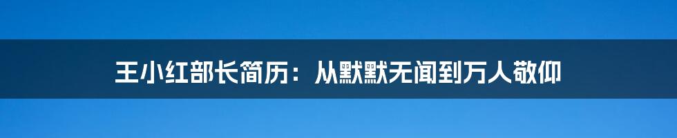 王小红部长简历:从默默无闻到万人敬仰