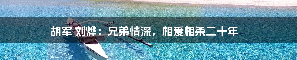 胡军 刘烨:兄弟情深,相爱相杀二十年