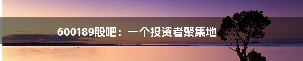 600189股吧:一个投资者聚集地
