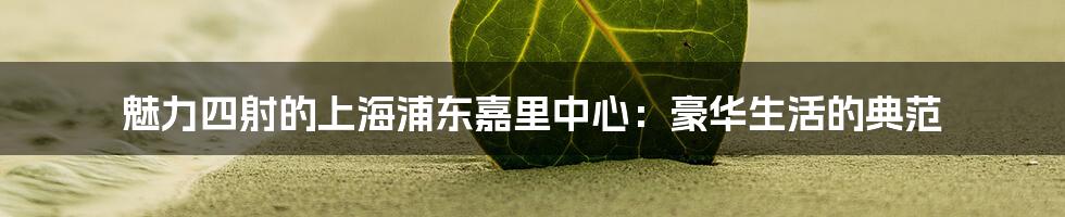 魅力四射的上海浦东嘉里中心:豪华生活的典范