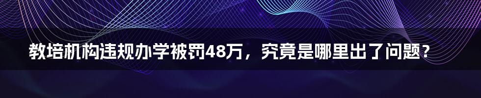 教培机构违规办学被罚48万,究竟是哪里出了问题?