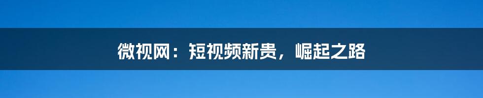 微视网:短视频新贵,崛起之路