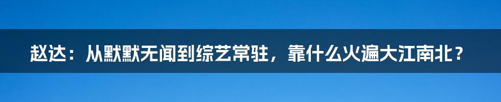赵达:从默默无闻到综艺常驻,靠什么火遍大江南北?