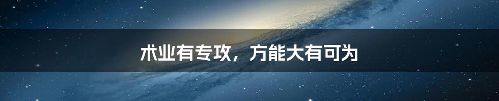 术业有专攻,方能大有可为