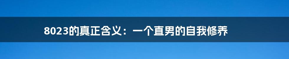 8023的真正含义:一个直男的自我修养