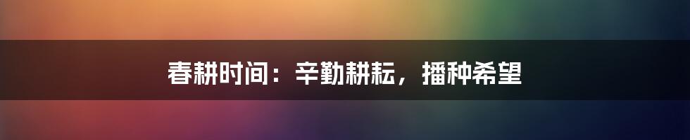 春耕时间：辛勤耕耘，播种希望