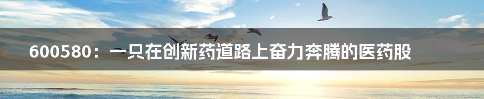 600580:一只在创新药道路上奋力奔腾的医药股