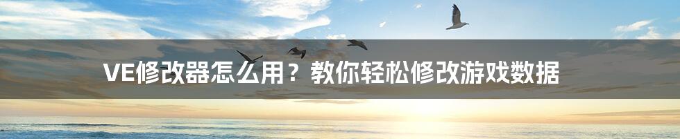 VE修改器怎么用？教你轻松修改游戏数据