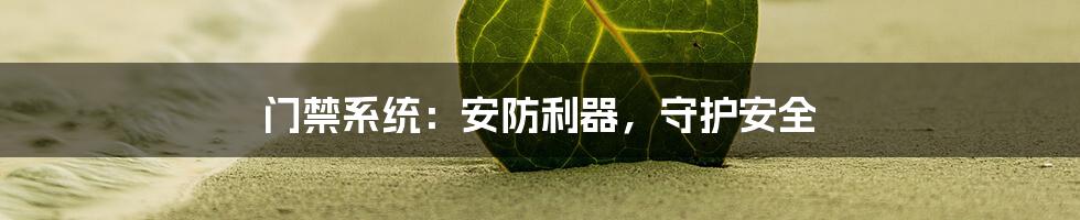 门禁系统:安防利器,守护安全