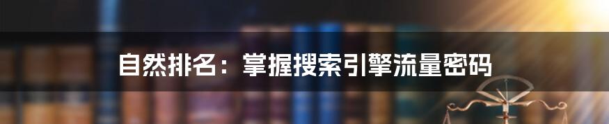自然排名:掌握搜索引擎流量密码