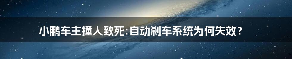 小鹏车主撞人致死:自动刹车系统为何失效?